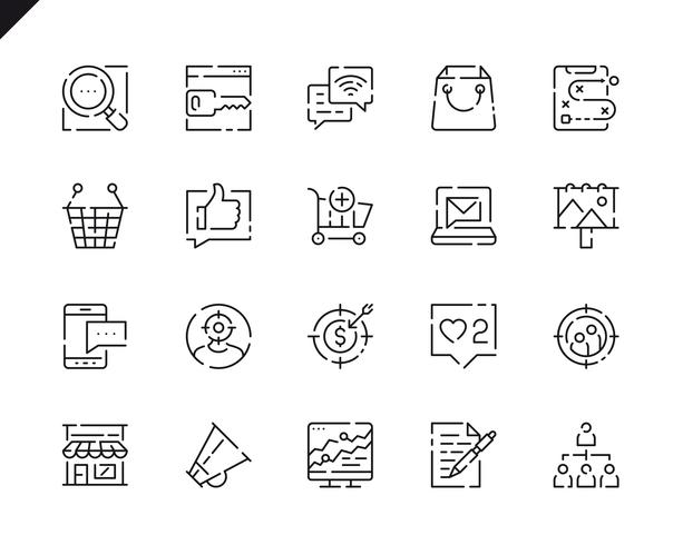 Simple Set Marketing Line Icons voor Website en Mobiele Apps. vector