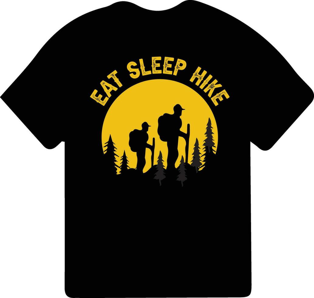 wandelen t-shirt ontwerp. wild, berg, wandelaar, en avontuur silhouetten vector illustratie.