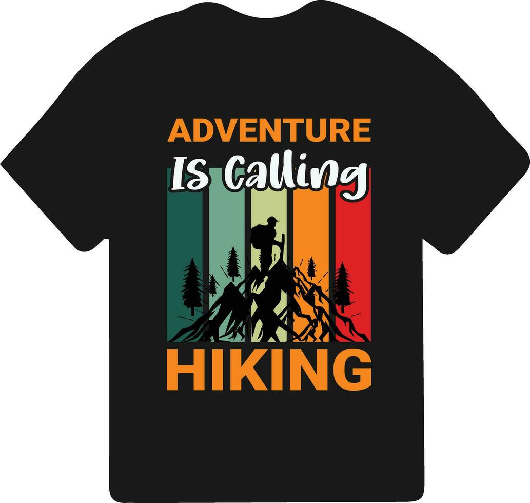 wandelen t-shirt ontwerp. wild, berg, wandelaar, en avontuur silhouetten vector illustratie.