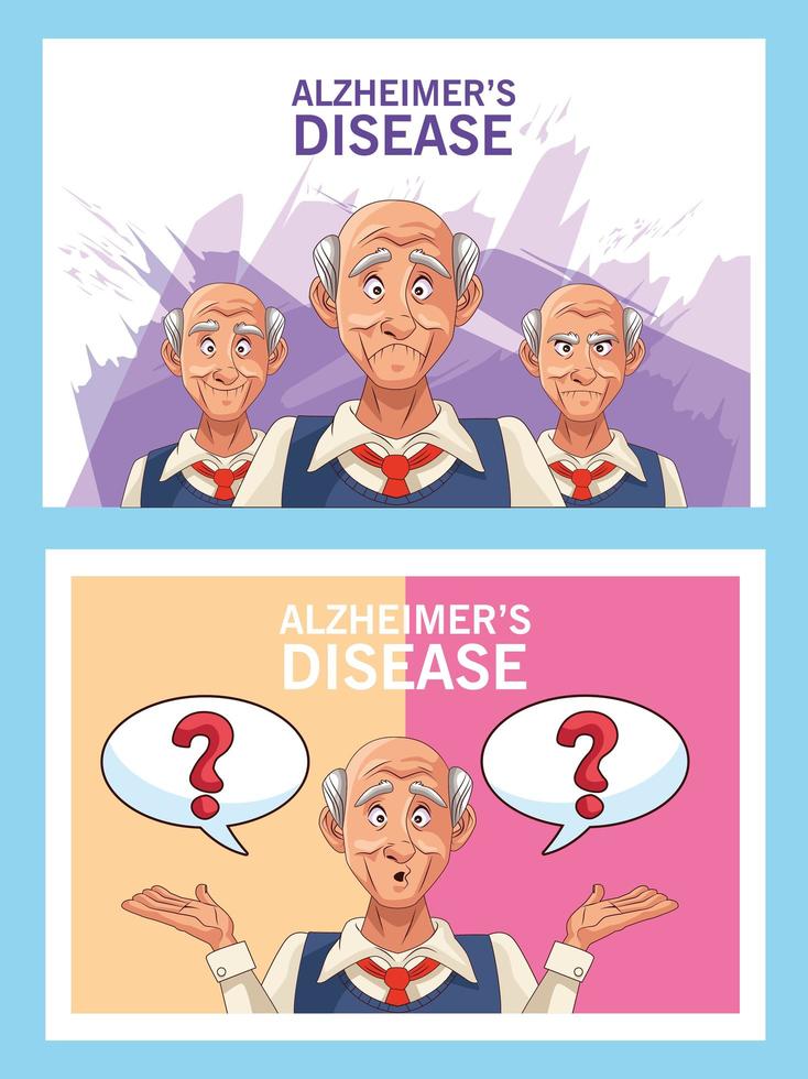oude mannen patiënten met de ziekte van Alzheimer met tekstballonnen vector