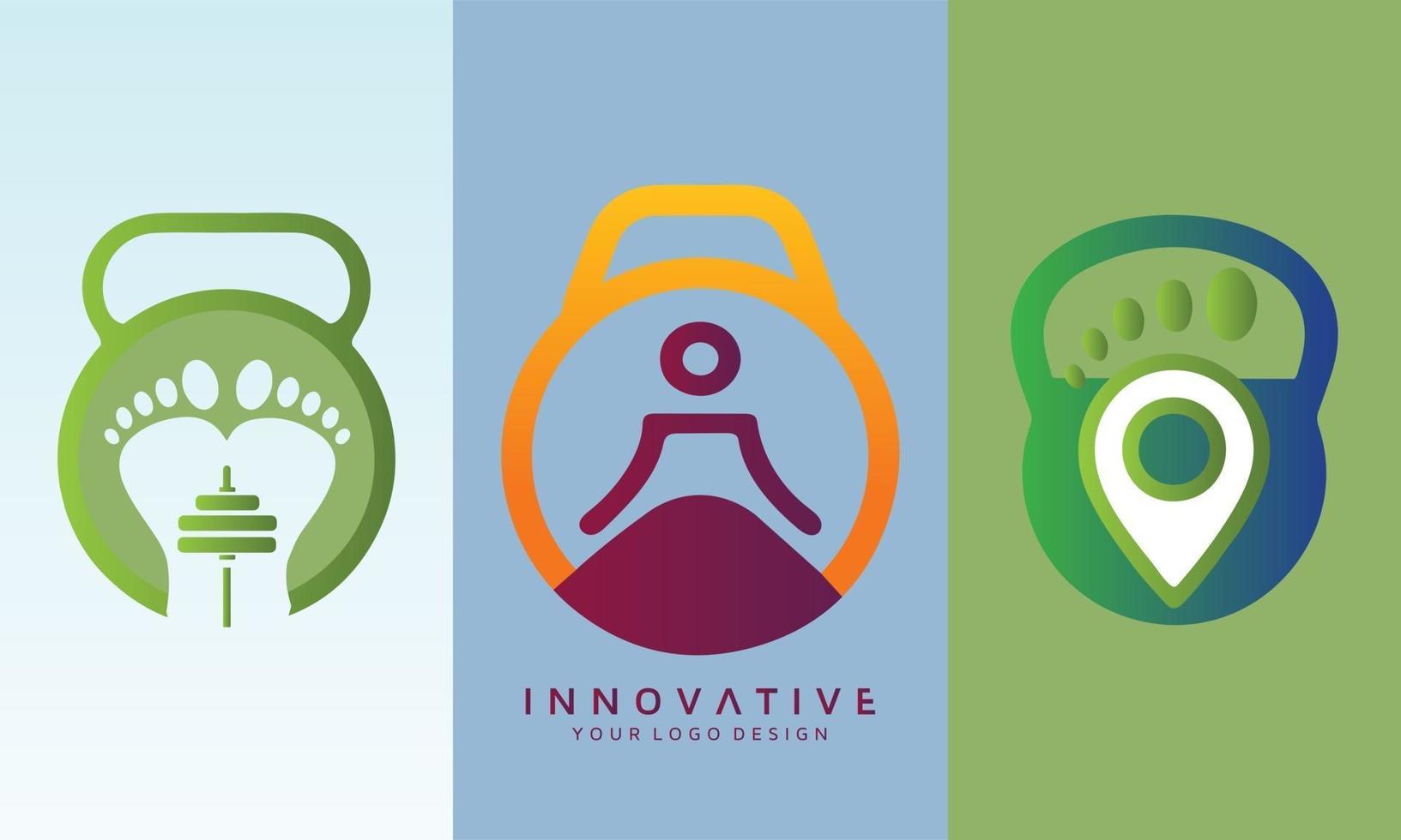 yoga en voetafdruk fitness vector logo
