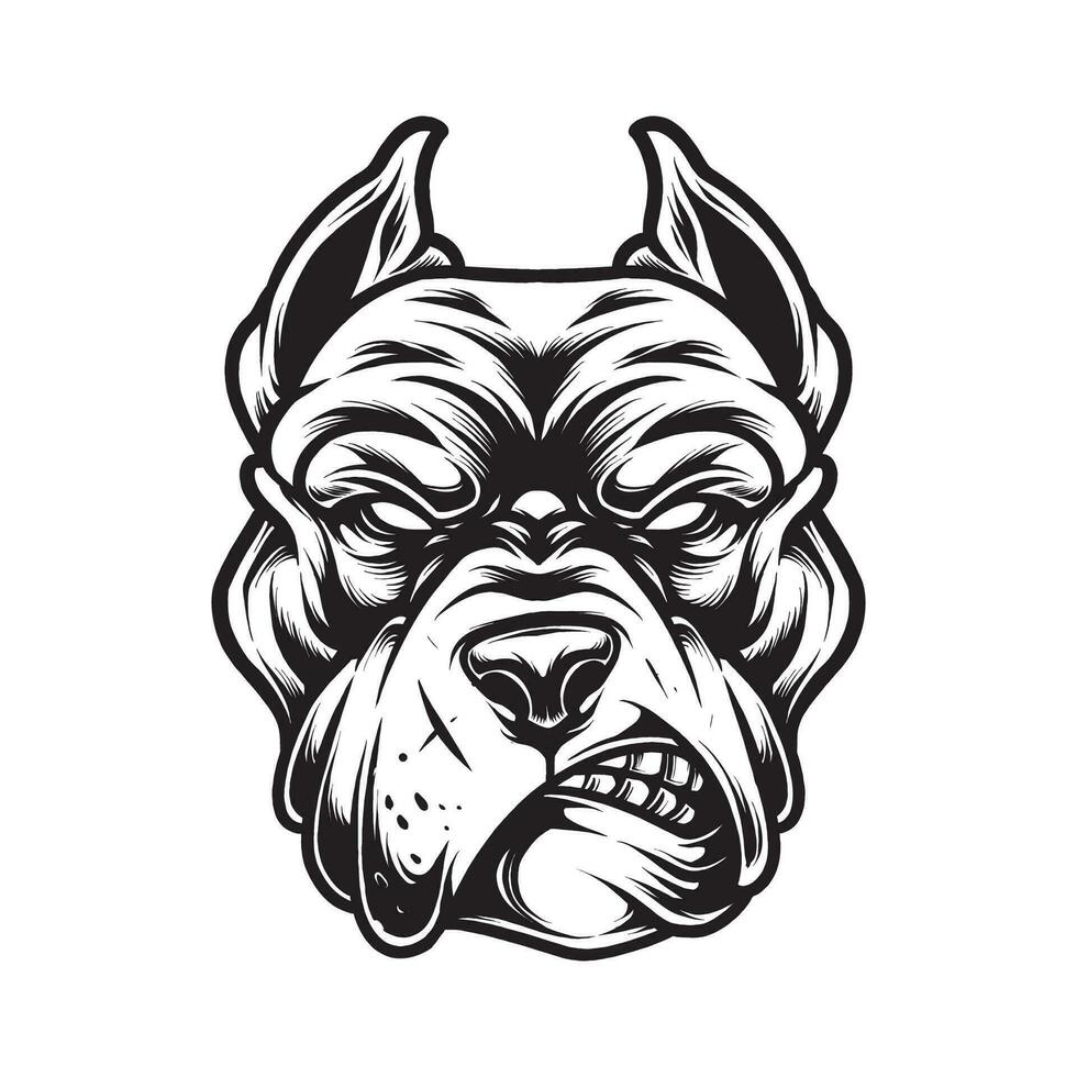 bulldog hoofd met uitdrukking vector