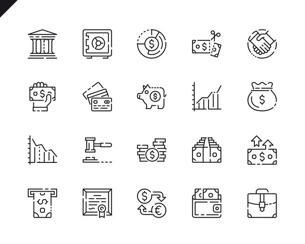 Simple Set Finance Line Icons voor website en mobiele apps. vector