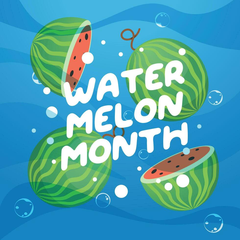 nationaal watermeloen maand ontwerp sjabloon voor viering. watermeloen vector ontwerp. watermeloen vector illustratie. vlak vector ontwerp.