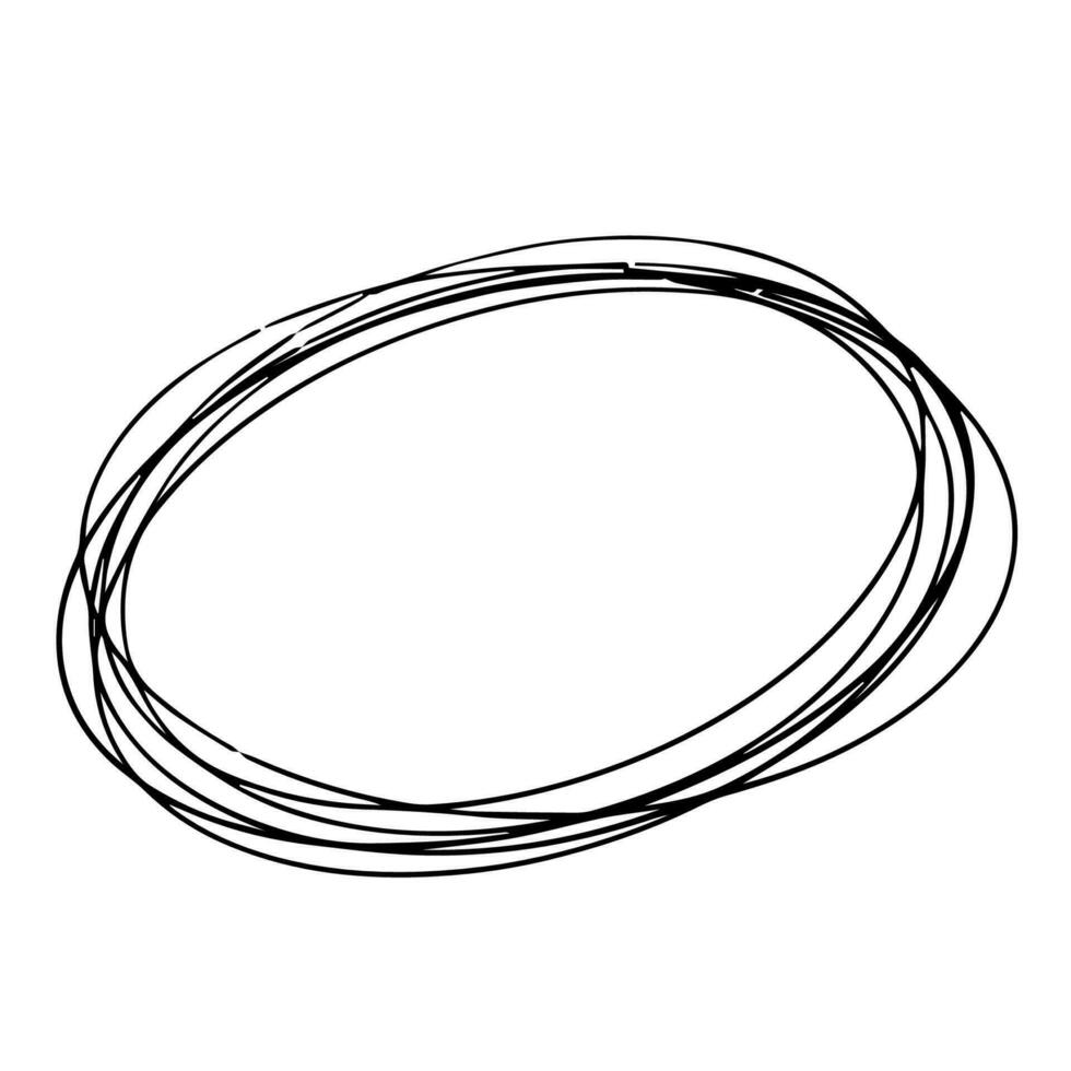 Ovaal, ronde kader, bubbel potlood hand- getrokken tekening stijl geïsoleerd Aan wit achtergrond. vector illustratie