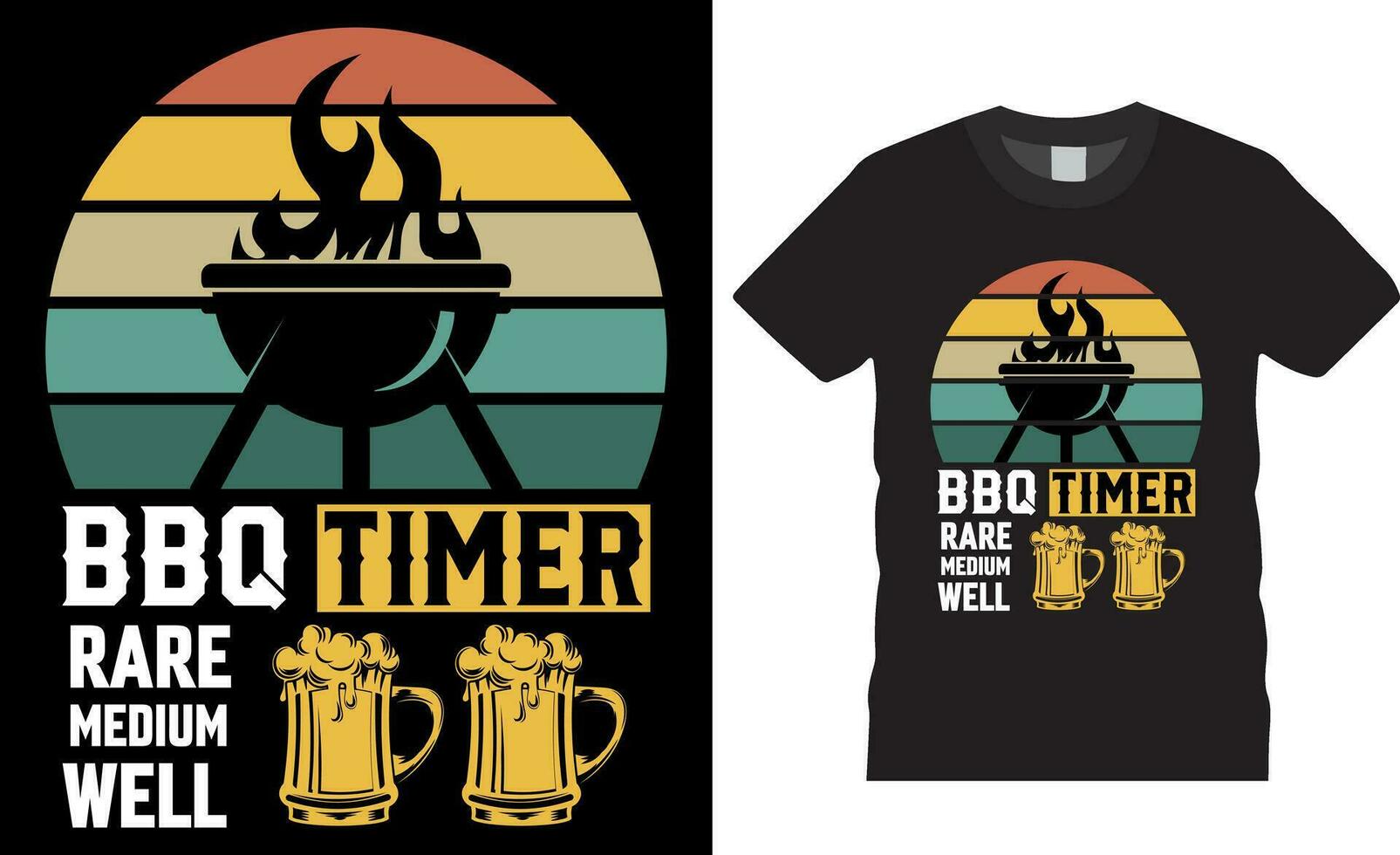 bbq timer bijzonder medium goed grappig barbecue premie vector t-shirt ontwerp.