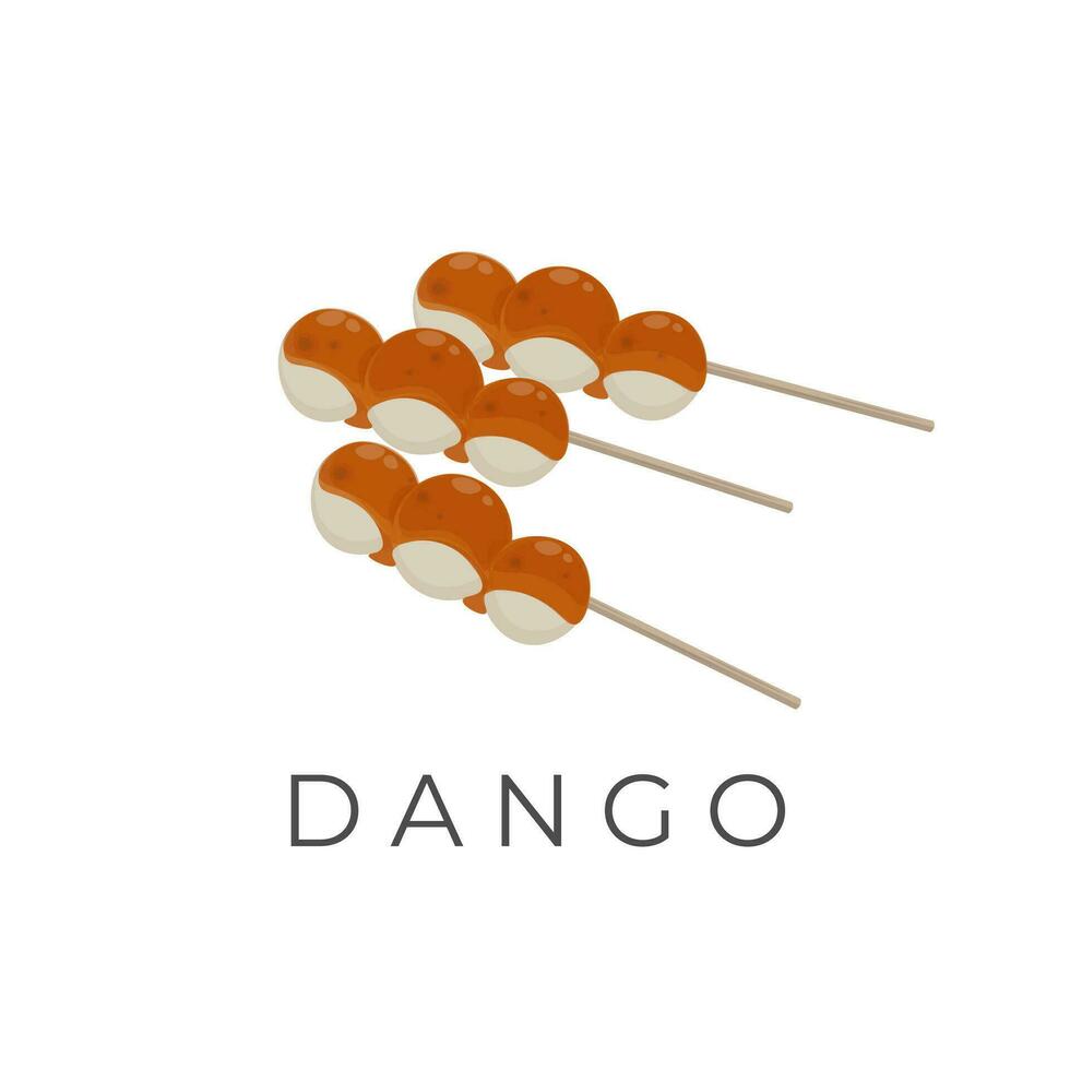 Japans dango illustratie logo met bamboe vleespen vector