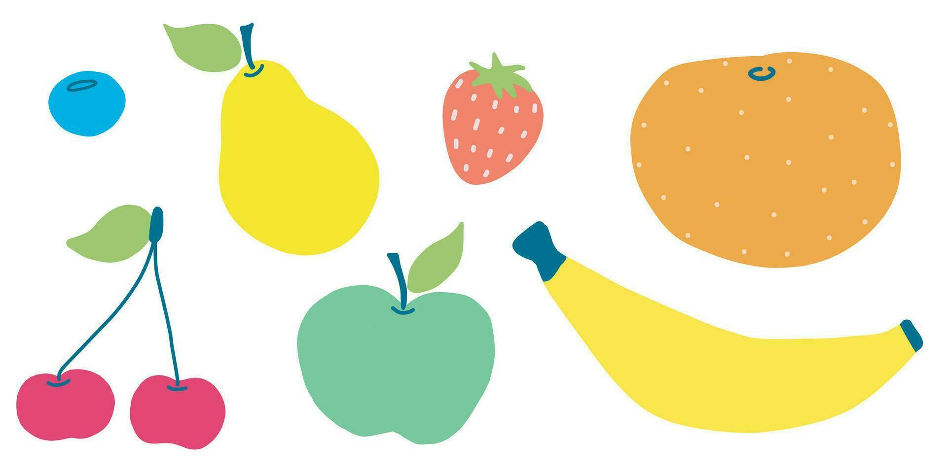 vector vlak reeks van fruit en bessen, geïsoleerd Aan wit, markt veganistisch oogst pictogrammen voor Gezondheid menu, sappig biologisch vitamine verzameling van ontwerp elementen