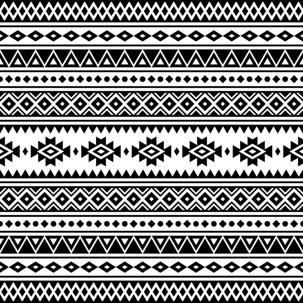 etnisch meetkundig abstract. naadloos inheems Amerikaans patroon. vector illustratie in tribal stijl. zwart en wit kleuren. ontwerp voor textiel, kleding stof, gordijn, tapijt, ornament, inpakken, achtergrond.
