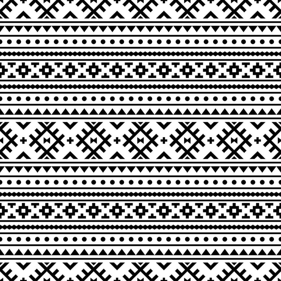 aztec Navajo tribal meetkundig vector achtergrond. naadloos inheems etnisch patroon. zwart en wit kleuren. ontwerp voor textiel, sjabloon, kleding stof, shirt, afdrukken, tapijt, decoratief, achtergrond.