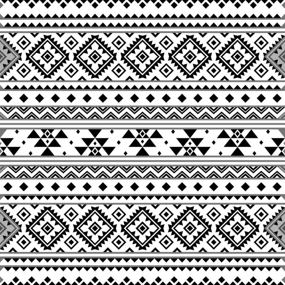 naadloos grens patroon met uniek etnisch backdrop ontwerp. aztec Navajo tribal stijl. zwart en wit kleuren. ontwerp voor textiel, kleding stof, gordijn, tapijt, batik, ornament, achtergrond, inpakken. vector