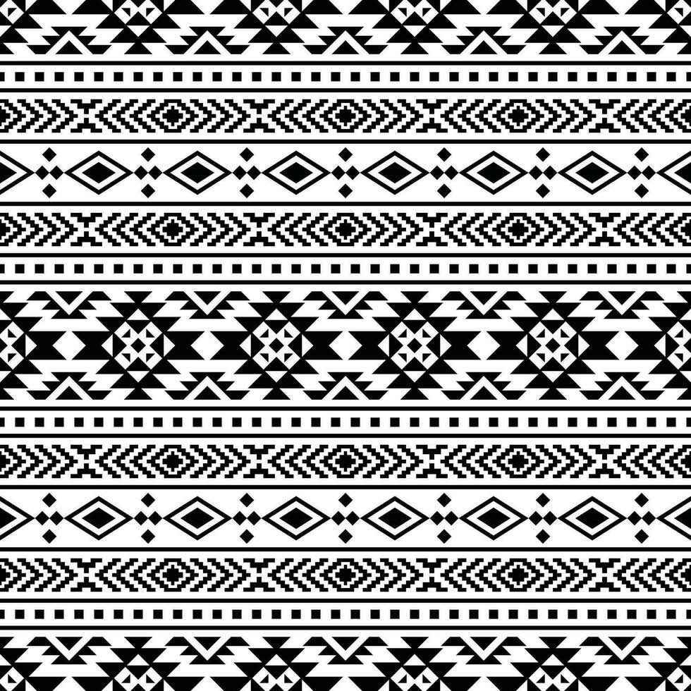 figuur tribal borduurwerk. etnisch meetkundig abstract achtergrond. tribal Navajo naadloos patroon. zwart en wit. ontwerp voor textiel, sjabloon, kleding stof, weven, omslag, tapijt, decoratie, tegel, accessoire. vector
