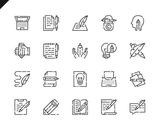 Simple Set Copywriting Line Icons voor website en mobiele apps. vector