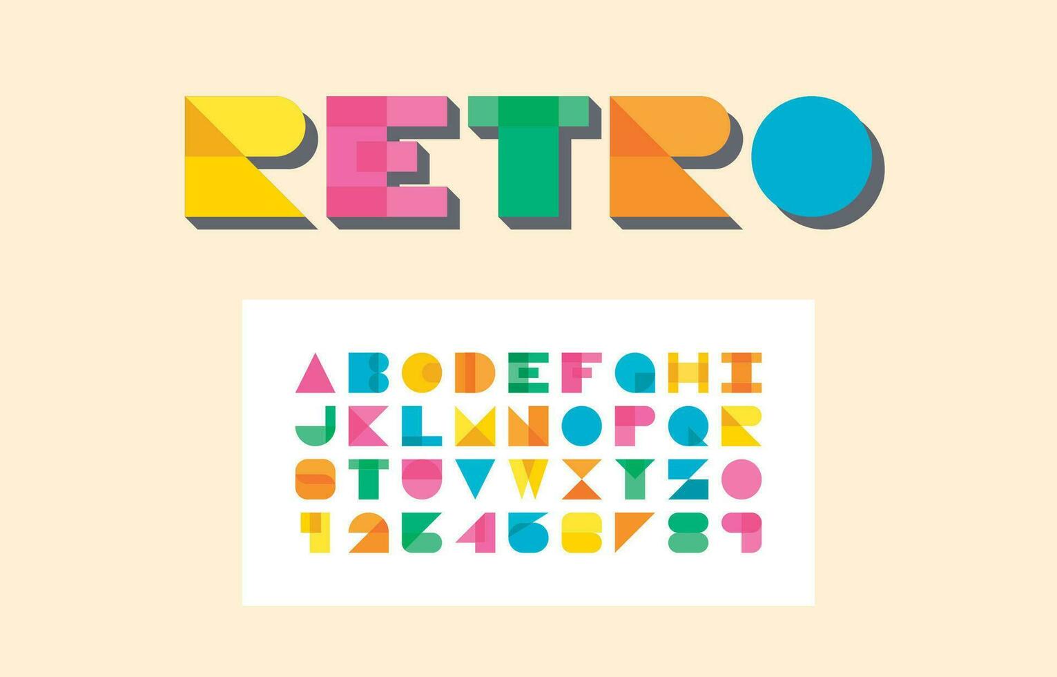 retro lettertype alfabet lettertype en aantal brief az in hoofdstad vector