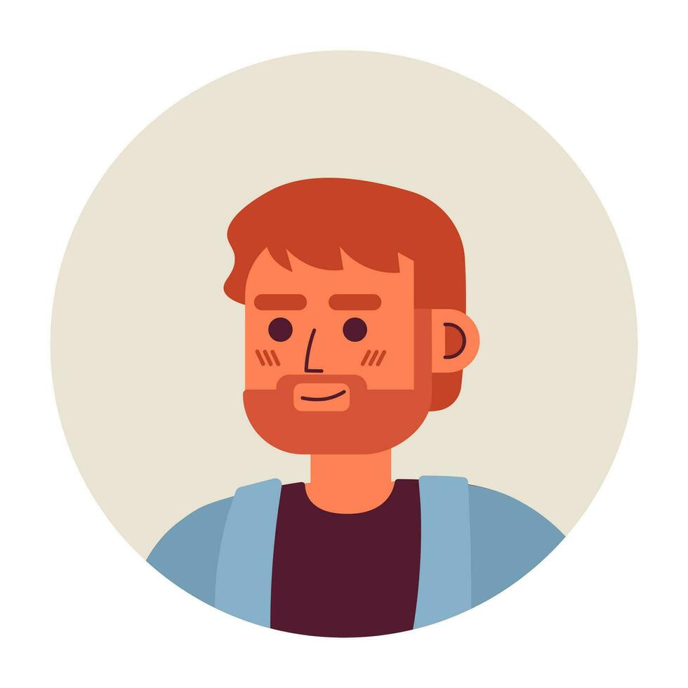 vrolijk rood haren Europese Mens semi vlak vector karakter hoofd. schattig mannetje met rood baard. bewerkbare tekenfilm avatar icoon. gezicht emotie. kleurrijk plek illustratie voor web grafisch ontwerp, animatie