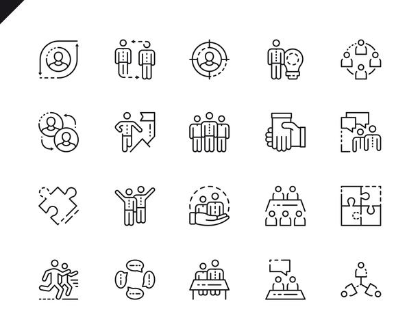 Simple Set Teamwork Line Icons voor website en mobiele apps. vector