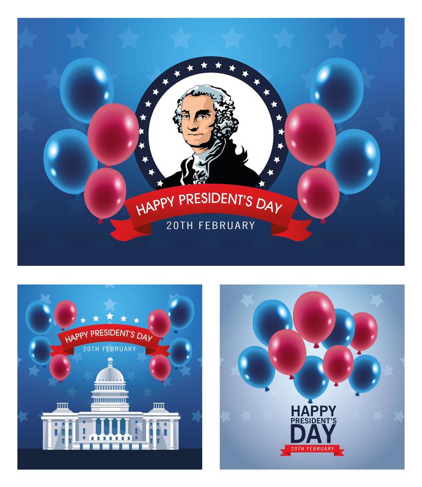 happy presidents day poster met george washington vector