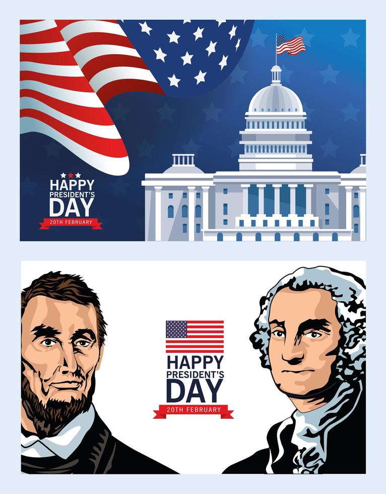 happy presidents day poster met lincoln en washington vector