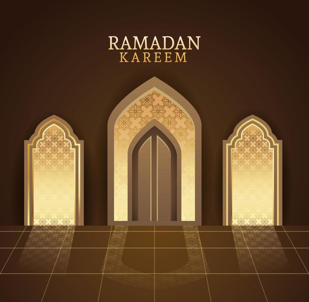 ramadan kareem-viering met moskeetempel erin vector