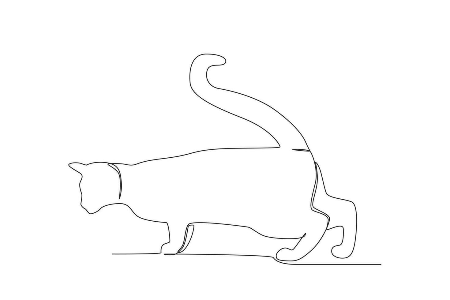 een kat staat met haar staart verheven vector