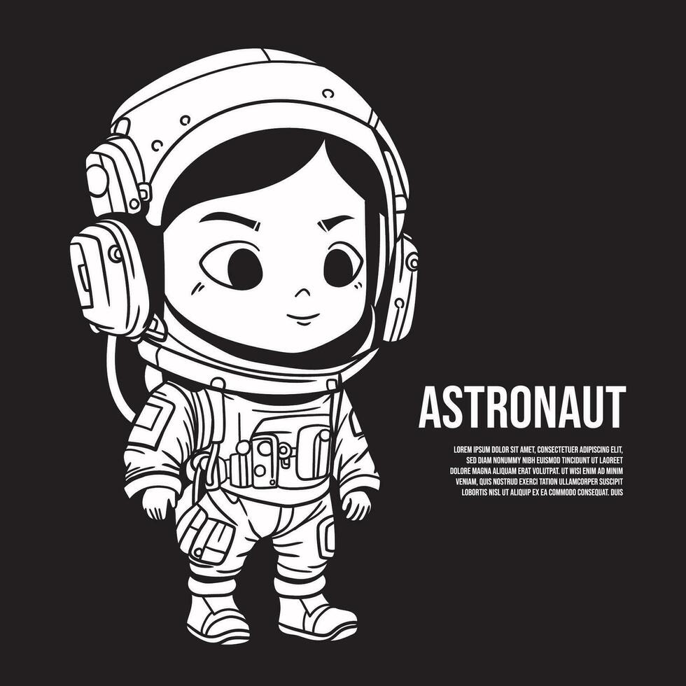 vector kunst, schattig chibi astronaut