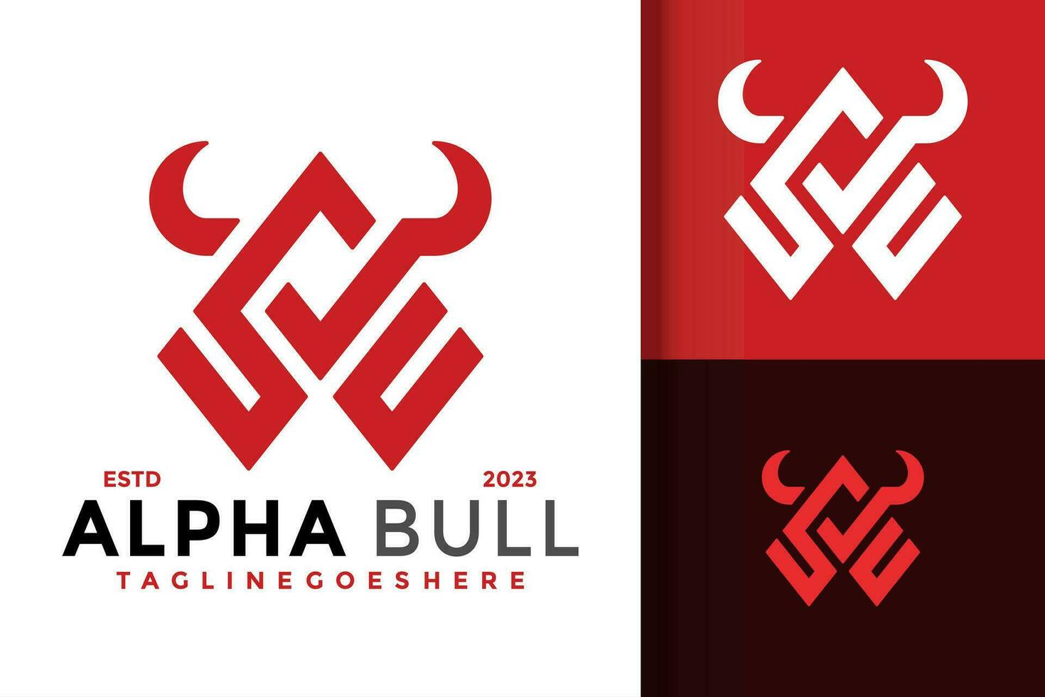 brief een alpha stier hoofd logo vector icoon illustratie