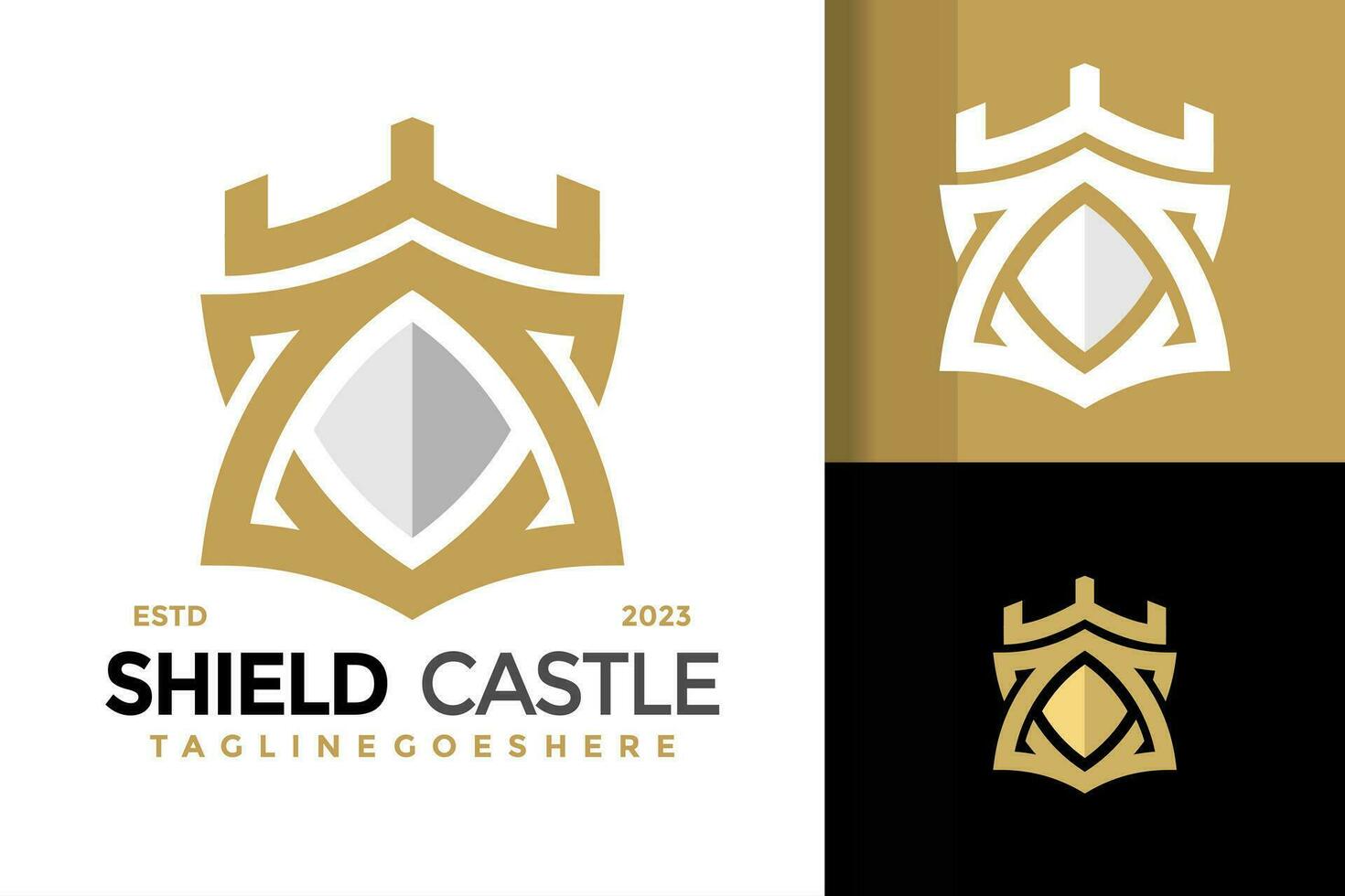 schild kasteel logo ontwerp vector symbool icoon illustratie