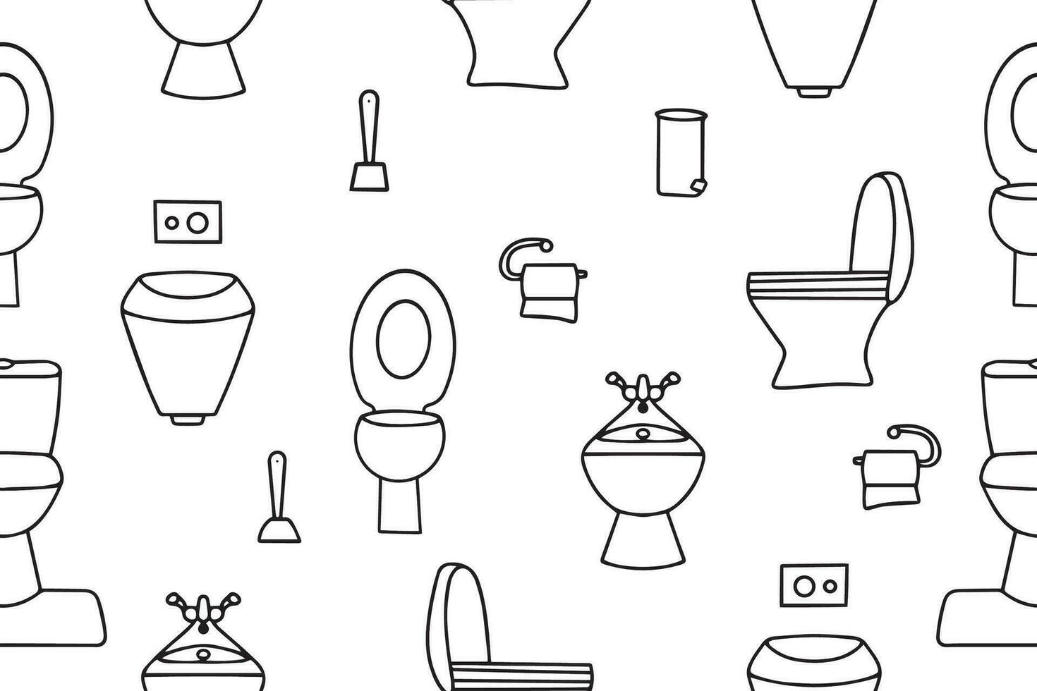 toilet kom patroon naadloos. toilet badkamer naadloos tekening patroon. vector