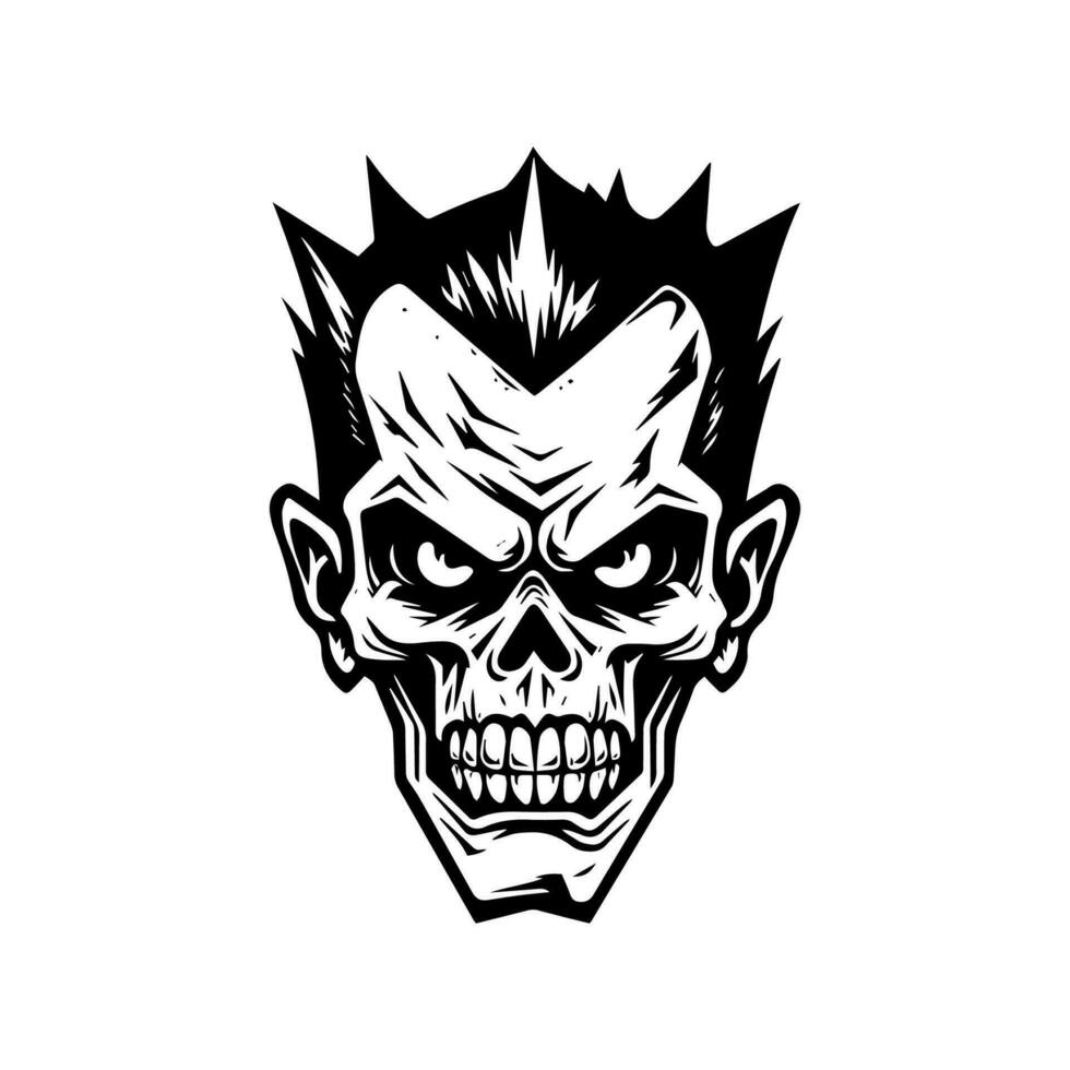 griezelig zombie hand- getrokken logo ontwerp illustratie met een chillen en spookachtig aanwezigheid. perfect voor verschrikking themed merken en evenementen vector