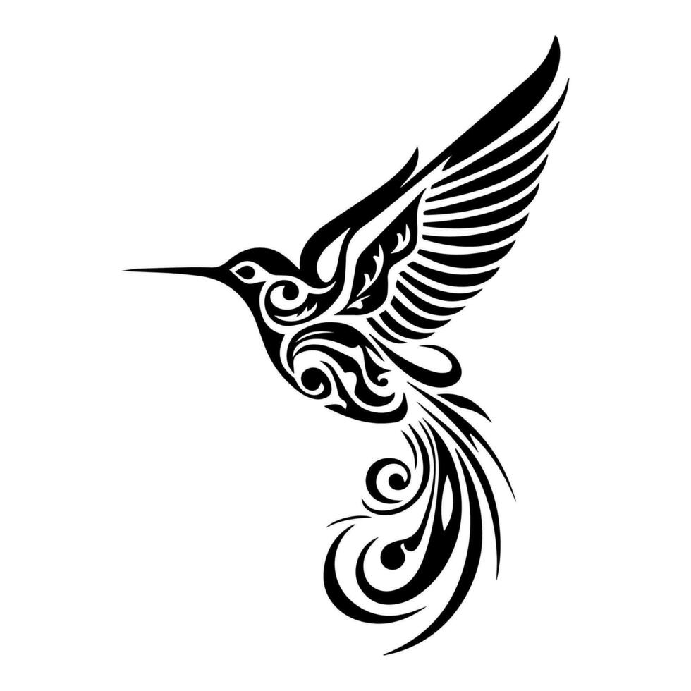 tribal geïnspireerd vliegend vogel tatoeëren illustratie, presentatie van elegantie en elegantie. een symbool van bevrijding en geestelijk verbinding naar natuur. vector