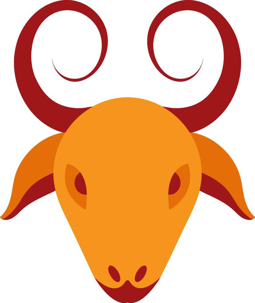 gezicht van stier in oranje en rood kleur. vector