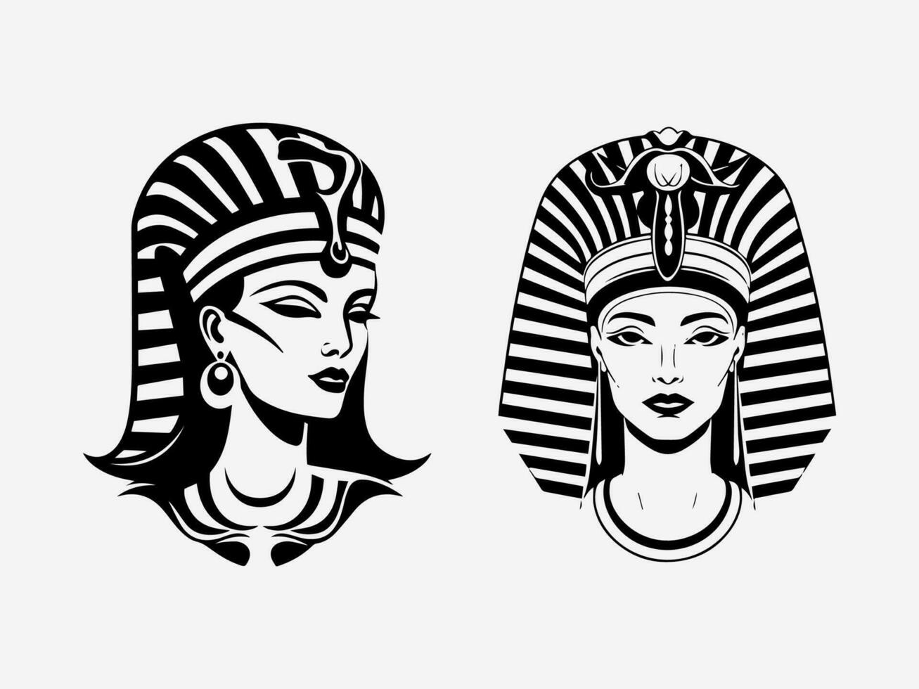 een verbijsterend hand- getrokken illustratie van Cleopatra in een logo ontwerp dat vangt haar legendarisch charme en verfijning. perfect voor amusement, sieraden, en cultureel organisaties. vector