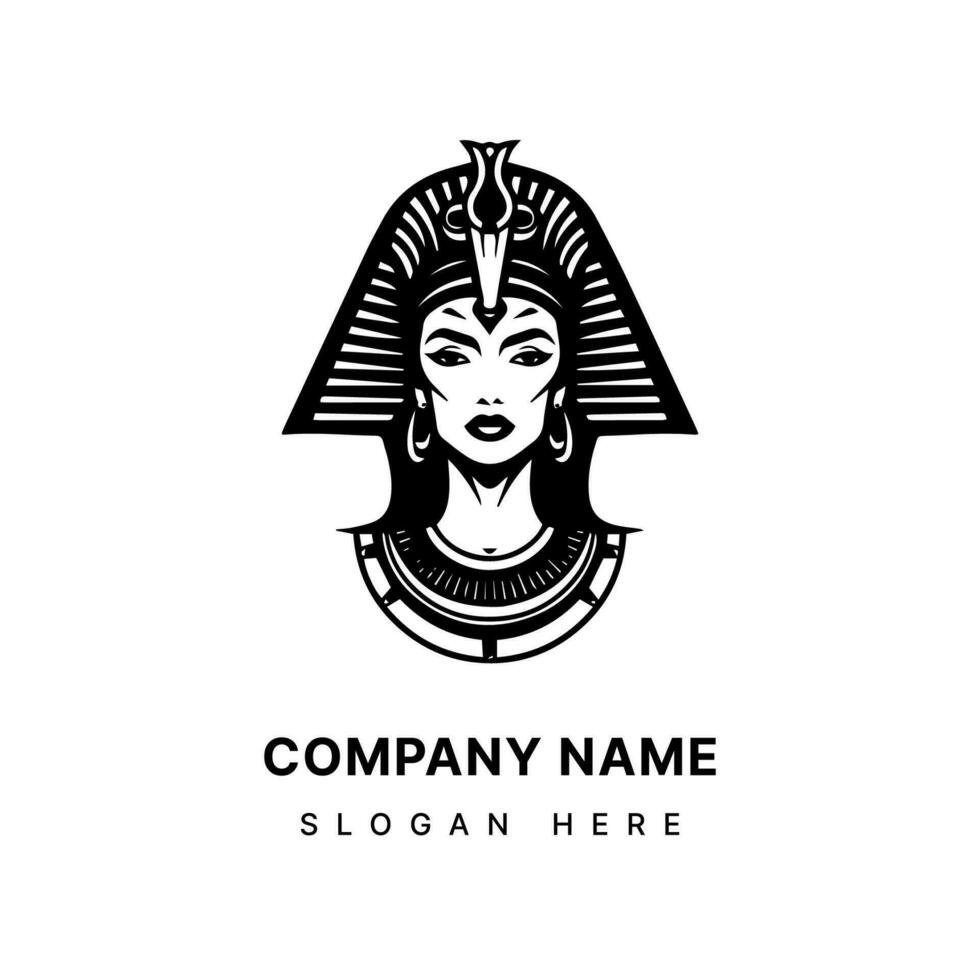 hand- getrokken Cleopatra logo ontwerp dat belichaamt de vorstelijk schoonheid en mystiek van de oude koningin. ideaal voor mode etiketten, cosmetica, en historisch themed projecten. vector