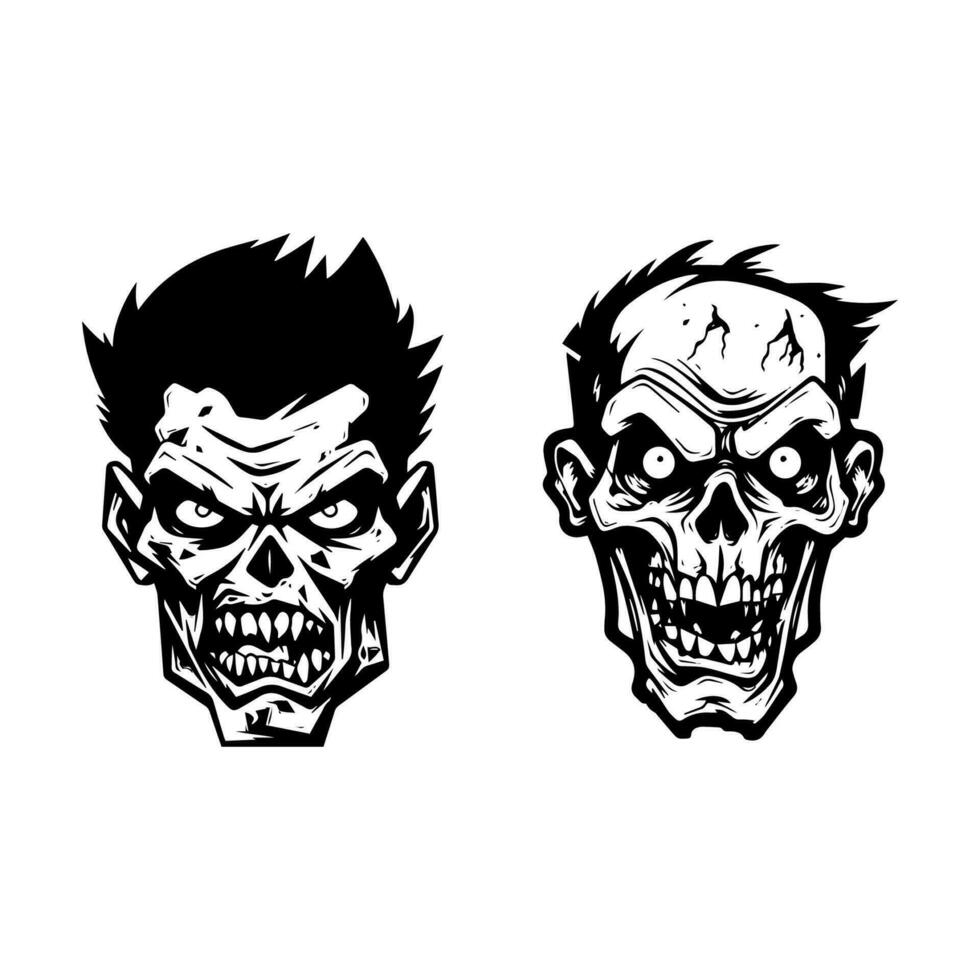 vastleggen de essence van angst met deze griezelig zombie hand- getrokken logo ontwerp illustratie. ideaal voor halloween themed ondernemingen en vermaak vector