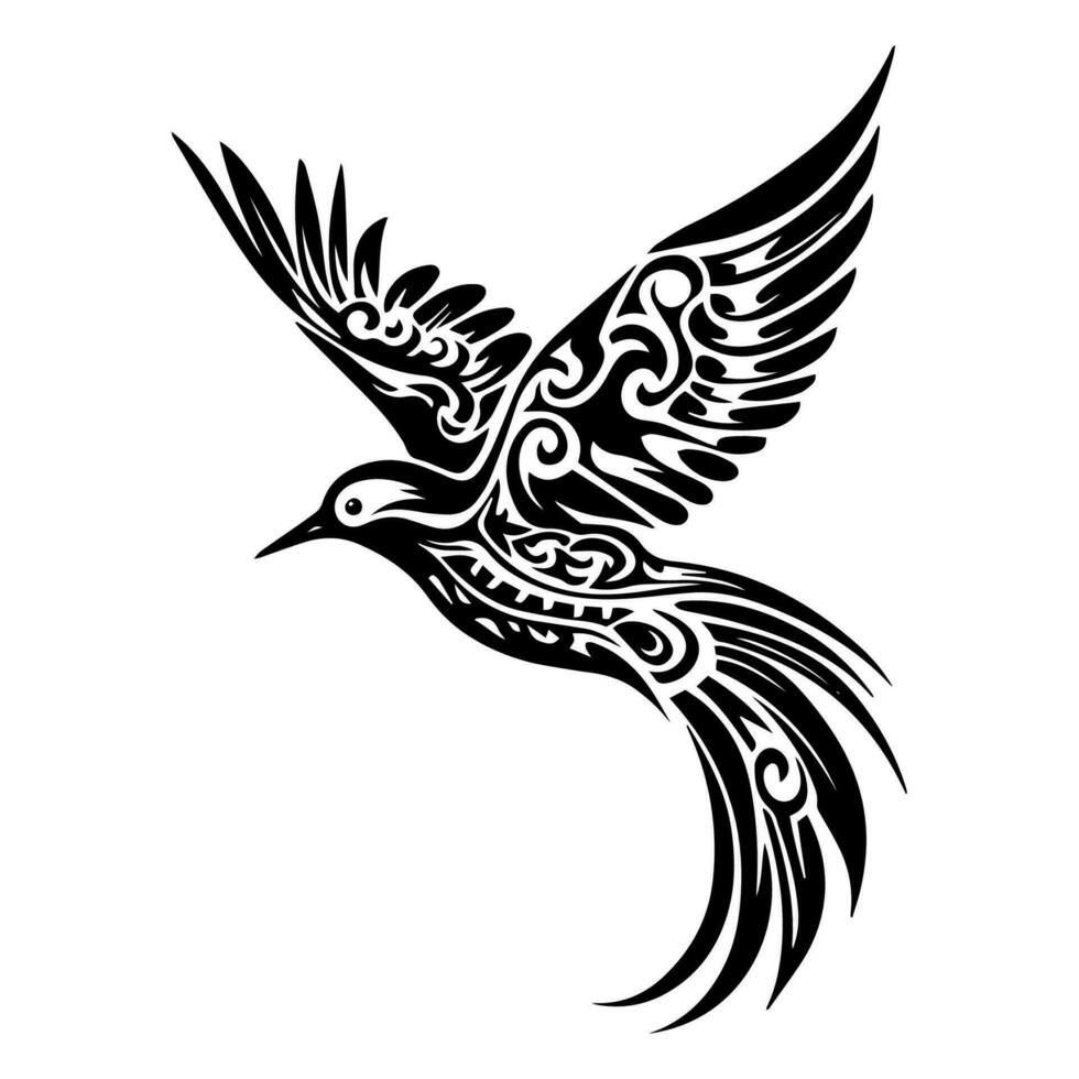 vliegend vogel tribal tatoeëren vector