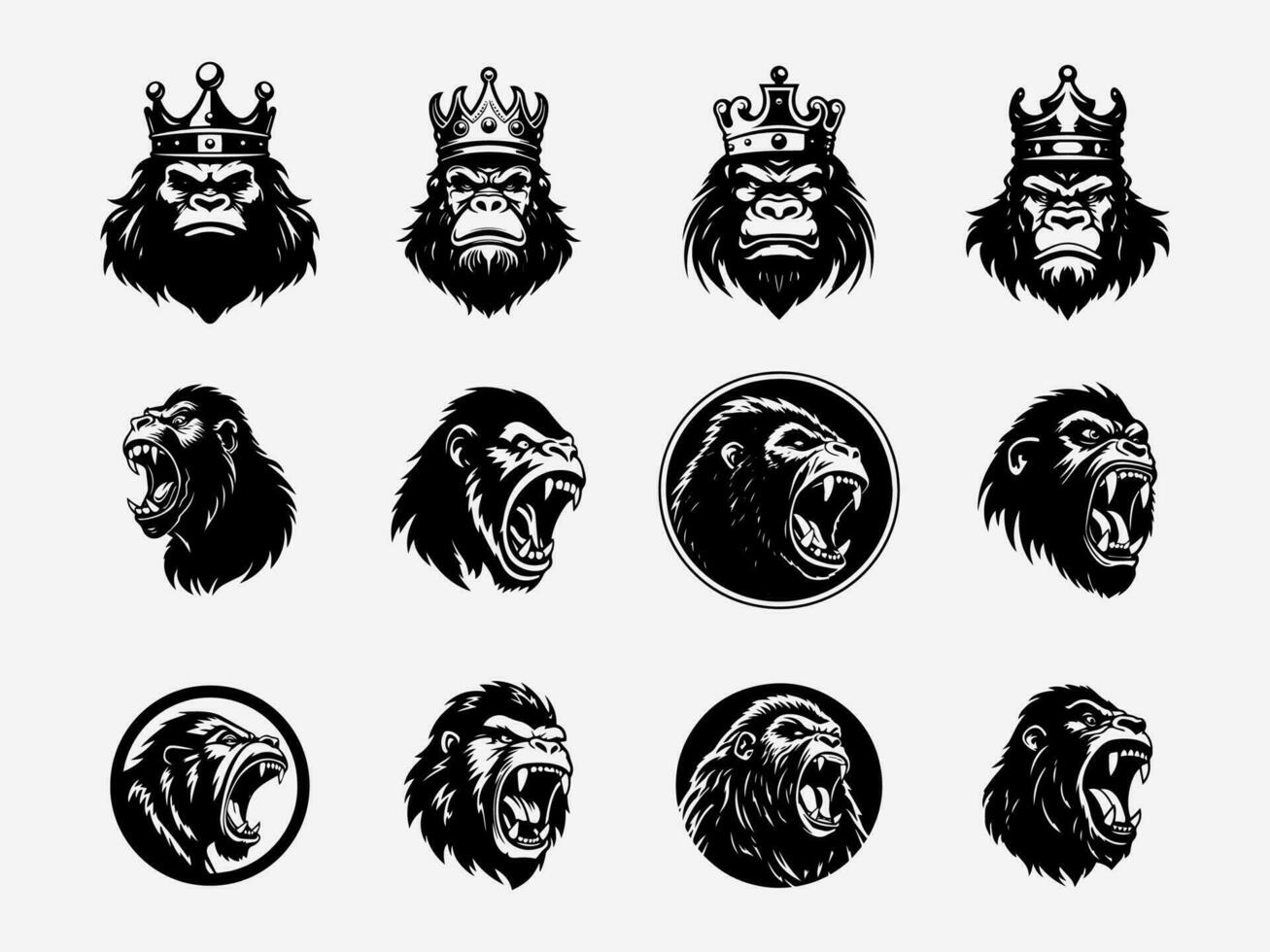 gorilla hand- getrokken logo ontwerp illustratie vector