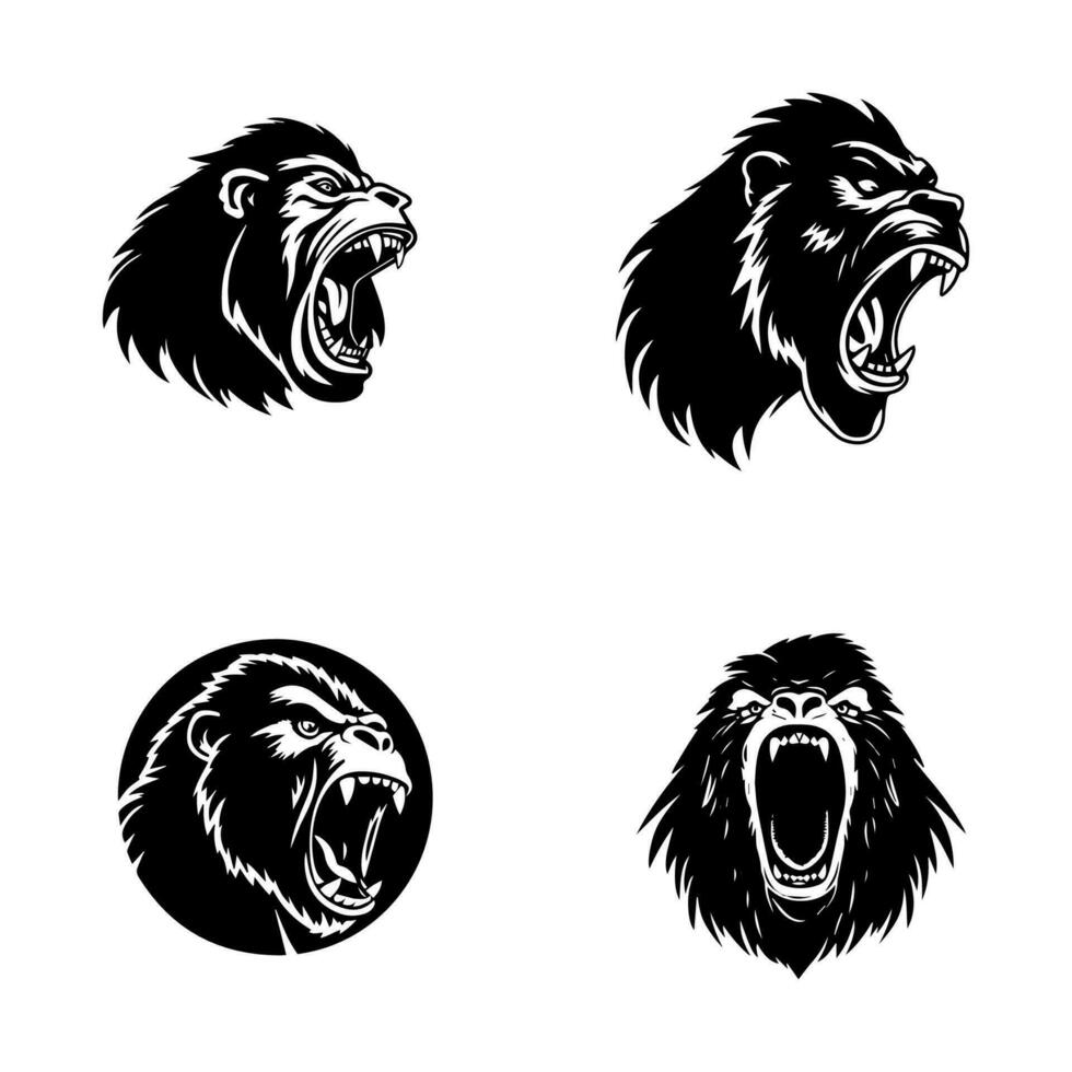 boeiend hand- getrokken gorilla logo ontwerp, met stoutmoedig lijnen en woest uitdrukking, vertegenwoordigen weerstand, bepaling, en oer instincten vector