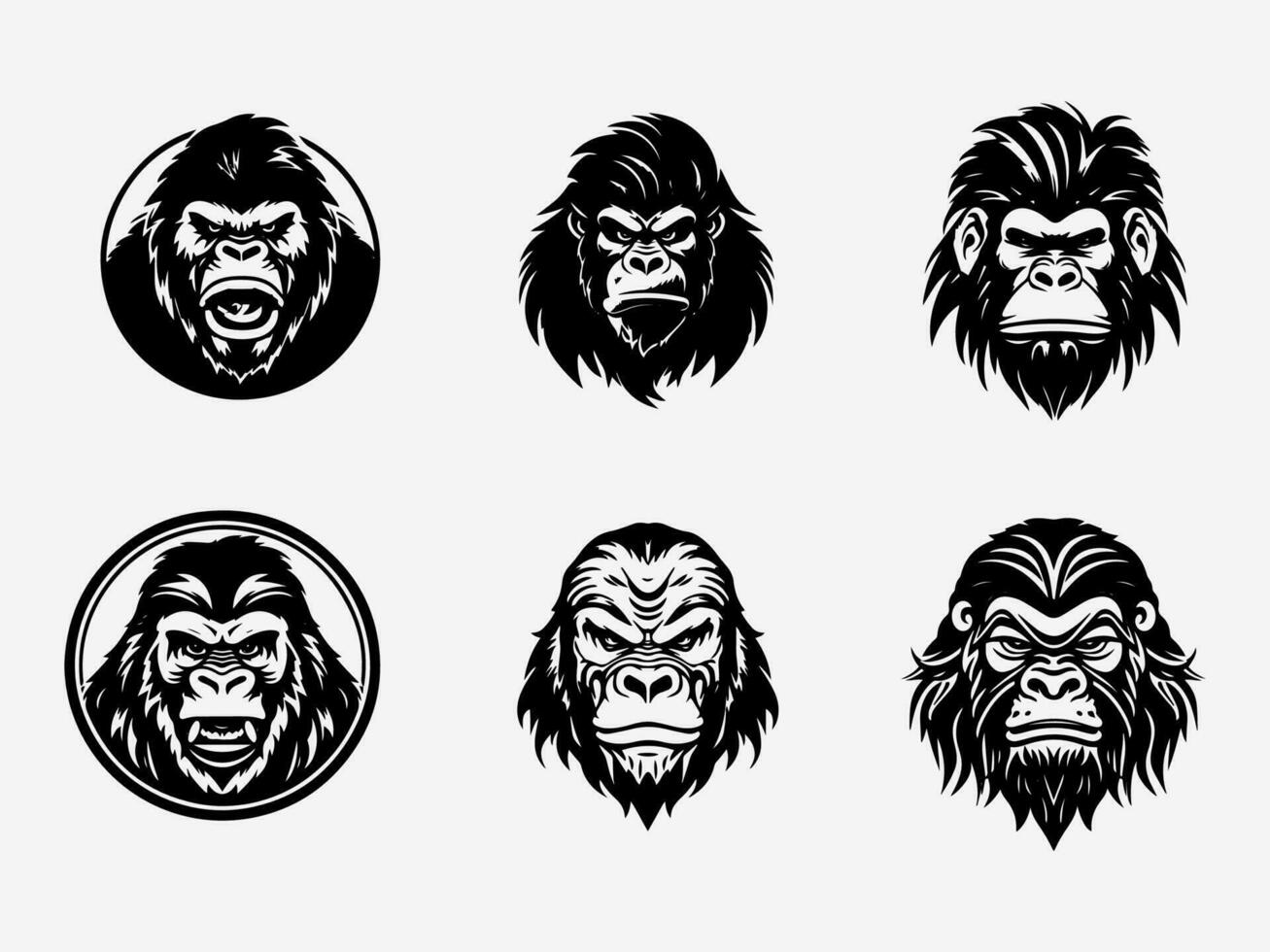 hand- getrokken gorilla logo ontwerp, belichamen de essence van de wild. met haar opvallend aanwezigheid, het symboliseert leiderschap, intelligentie, en de ongetemd geest van de dier koninkrijk. vector