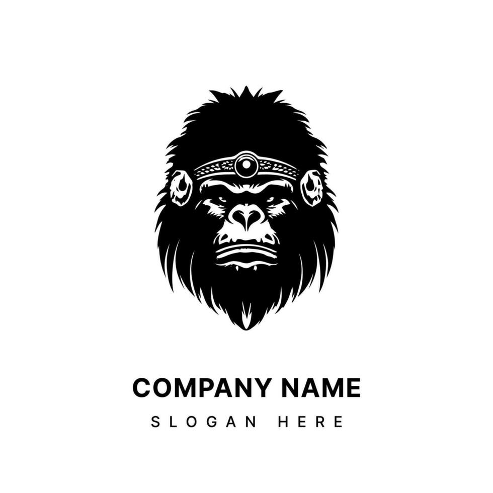 hand- getrokken gorilla logo ontwerp, belichamen de essence van de wild. met haar opvallend aanwezigheid, het symboliseert leiderschap, intelligentie, en de ongetemd geest van de dier koninkrijk. vector