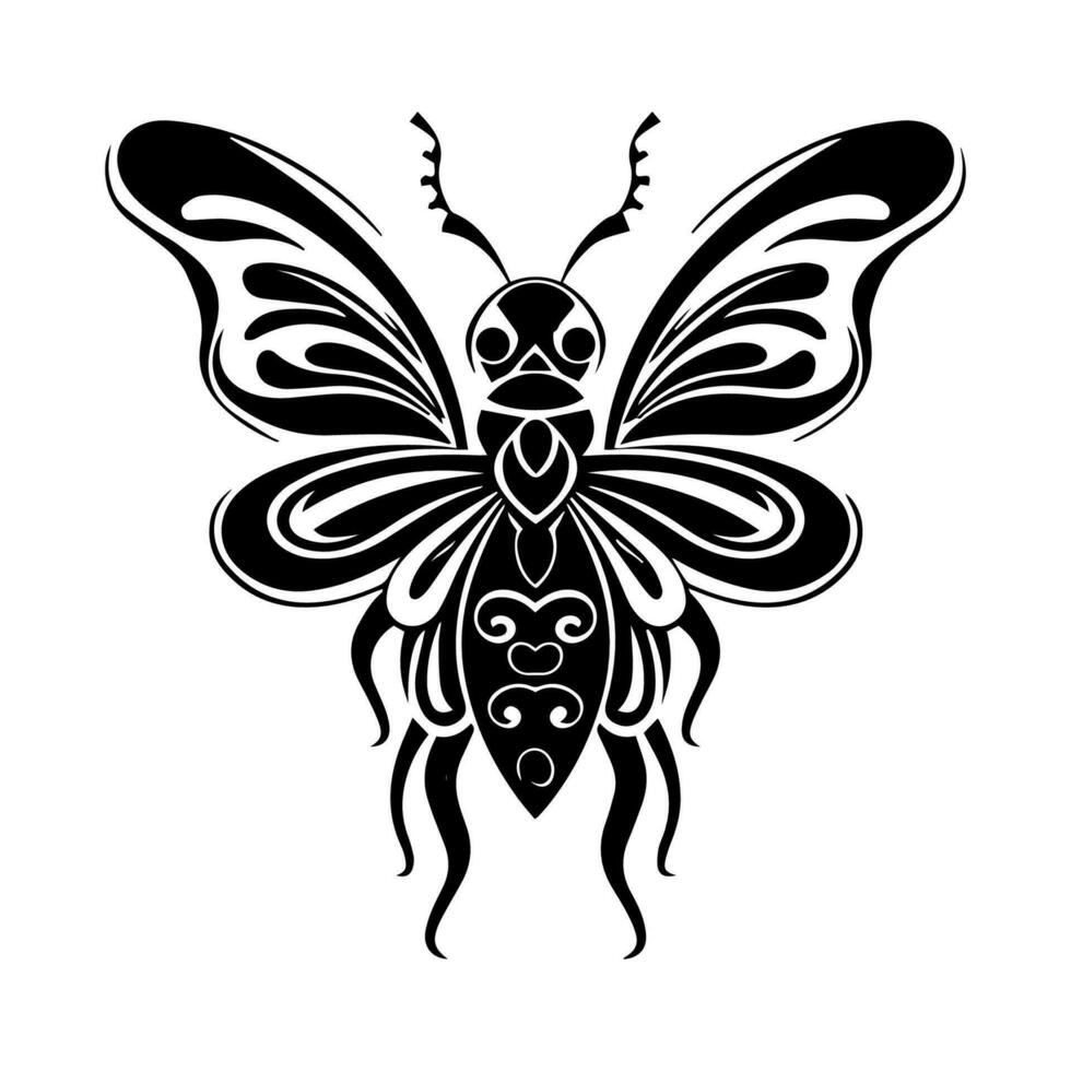 hand- getrokken insect tribal tatoeëren illustratie met ingewikkeld details en stoutmoedig lijnen. perfect voor die wie omhelzing de schoonheid van natuur en symboliek. vector