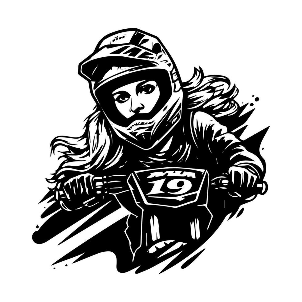 motorcross meisje fietser logo ontwerp illustratie vector