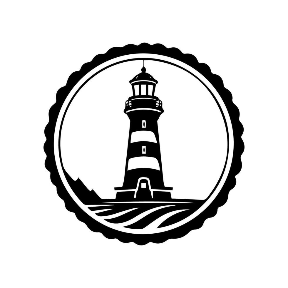 vuurtoren hand- getrokken logo ontwerp illustratie vector