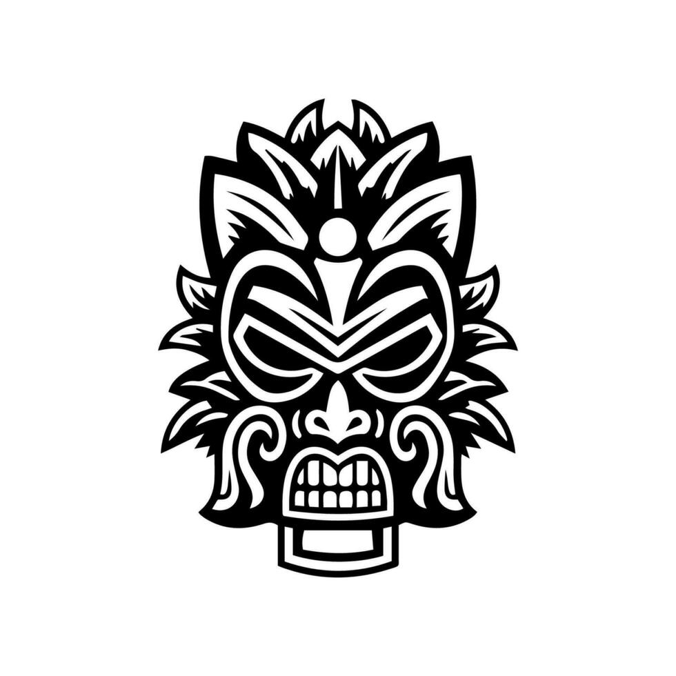 houten tiki masker hand- getrokken illustratie vector