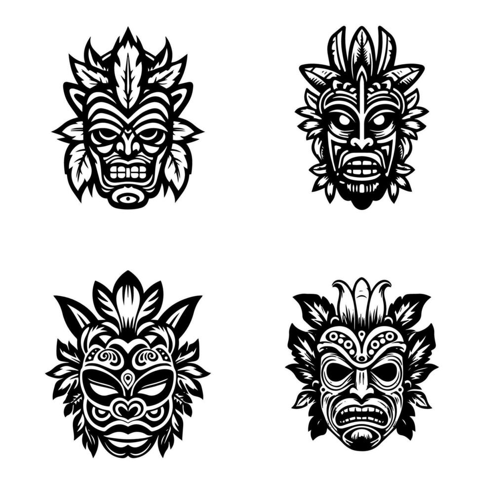 houten tiki masker hand- getrokken illustratie vector