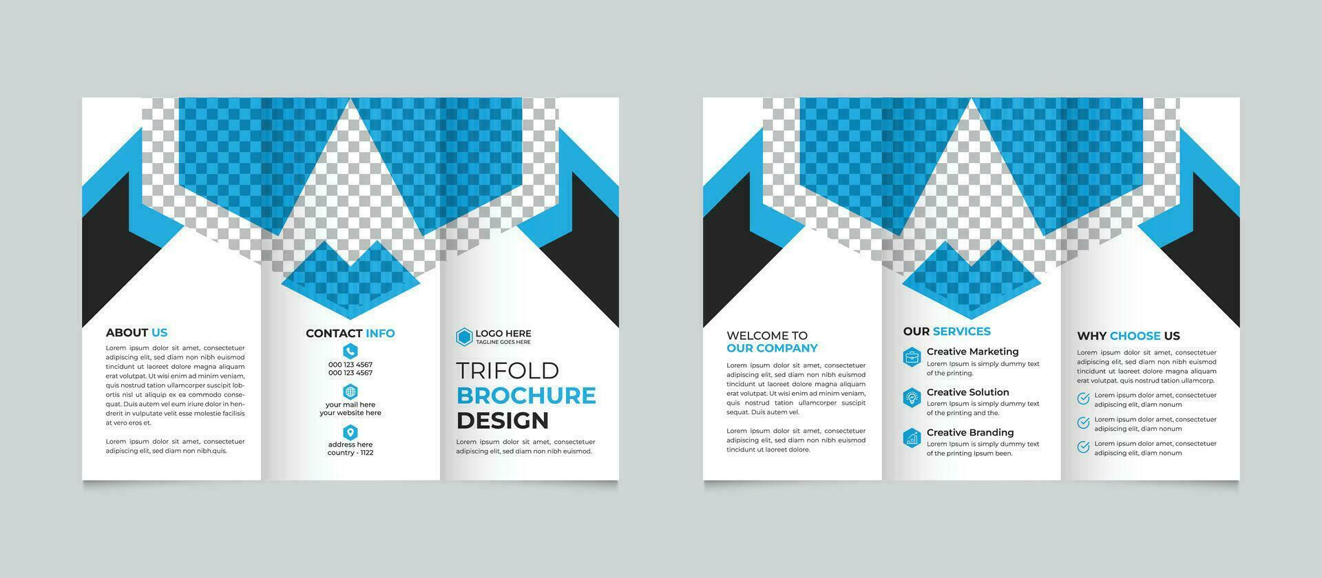 creatief modern minimaal bedrijf drievoud brochure ontwerp sjabloon vrij vector