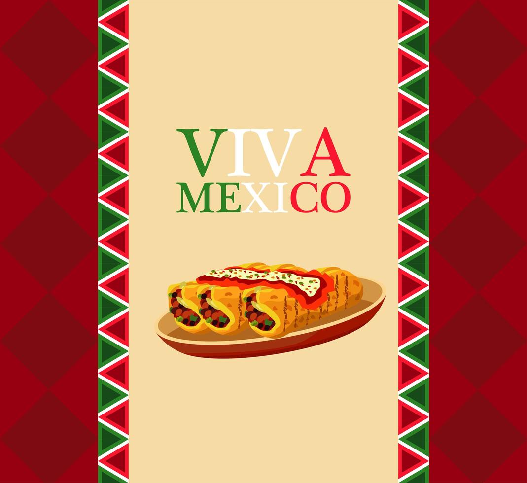 mexicaans eten restaurant poster met belettering en burrito's vector