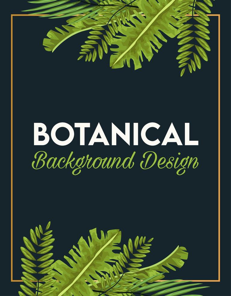 botanische belettering in poster met bladeren en gouden lijst vector