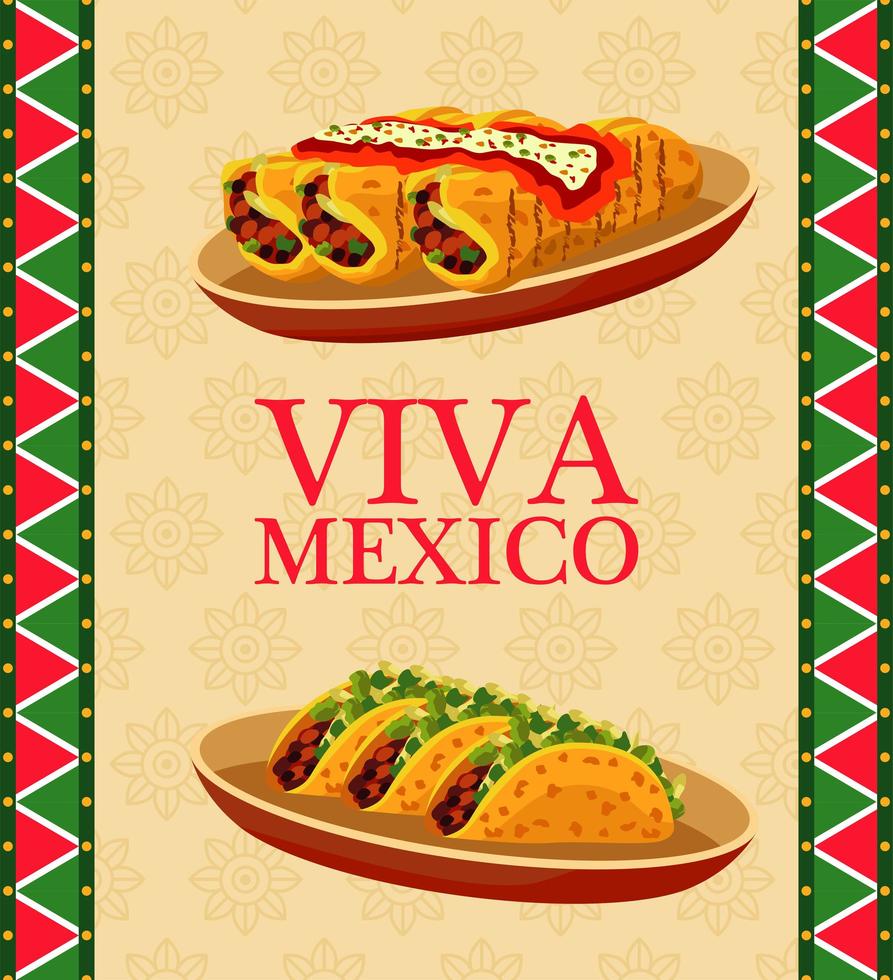 Mexicaans eten restaurant poster met nacho's en burros in gerechten vector