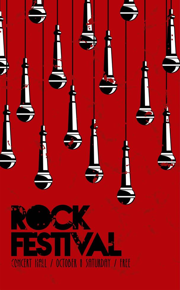 rock live festival belettering poster met microfoons vector