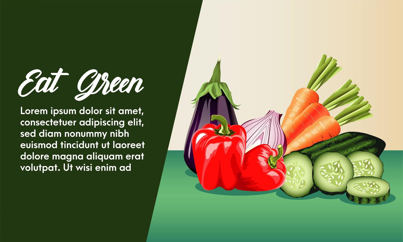 eet groene belettering poster met groenten vector